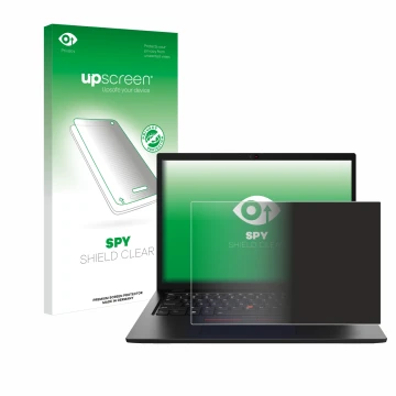 Vorderseite einer Produktverpackung mit dem Markenlogo upscreen. Daneben ist das Gerät Lenovo ThinkPad L13 Gen 4 Non-Touch mit
