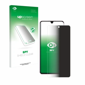Vorderseite einer Produktverpackung mit dem Markenlogo upscreen. Daneben ist das Gerät Oppo Reno 11 F mit dem zugehörigen Disp