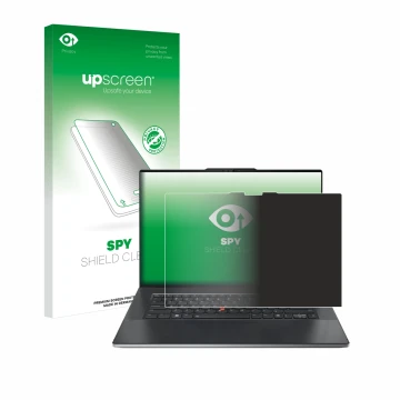 Vorderseite einer Produktverpackung mit dem Markenlogo upscreen. Daneben ist das Gerät Lenovo ThinkPad Z13 Gen 2 mit dem zugeh