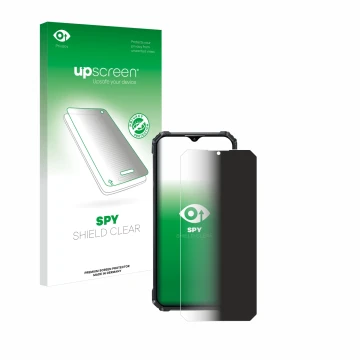 Vorderseite einer Produktverpackung mit dem Markenlogo upscreen. Daneben ist das Gerät Oukitel WP36 mit dem zugehörigen Displa