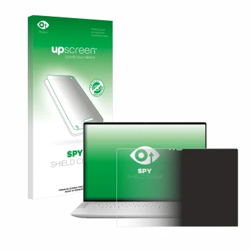 Vorderseite einer Produktverpackung mit dem Markenlogo upscreen. Daneben ist das Gerät Dell XPS 14 9440 Touch mit dem zugehöri