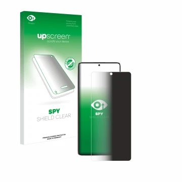 Vorderseite einer Produktverpackung mit dem Markenlogo upscreen. Daneben ist das Gerät Xiaomi Poco F6 mit dem zugehörigen Disp