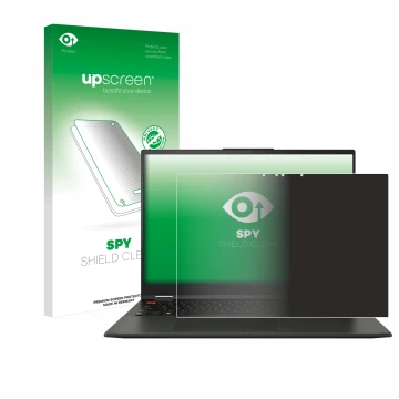 Vorderseite einer Produktverpackung mit dem Markenlogo upscreen. Daneben ist das Gerät ASUS Vivobook S 16 Flip TN3604 mit dem 