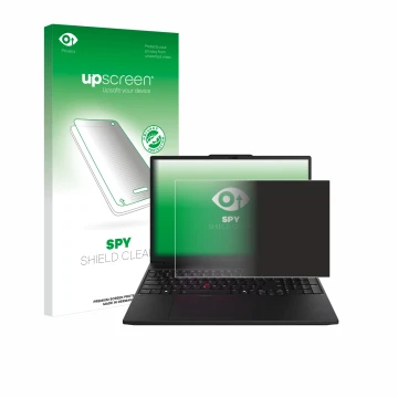 Vorderseite einer Produktverpackung mit dem Markenlogo upscreen. Daneben ist das Gerät Lenovo ThinkPad P16s Gen 3 mit dem zuge