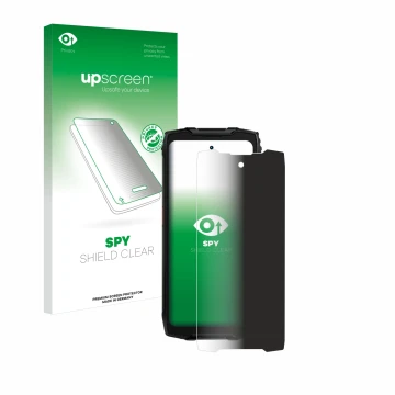 Vorderseite einer Produktverpackung mit dem Markenlogo upscreen. Daneben ist das Gerät Blackview BV9300 Pro mit dem zugehörige