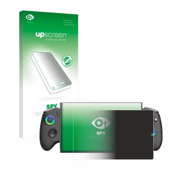 Vorderseite einer Produktverpackung mit dem Markenlogo upscreen. Daneben ist das Gerät OneXPlayer X1 Mini mit dem zugehörigen 
