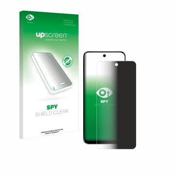 Vorderseite einer Produktverpackung mit dem Markenlogo upscreen. Daneben ist das Gerät Motorola G34 5G mit dem zugehörigen Dis