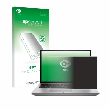 Vorderseite einer Produktverpackung mit dem Markenlogo upscreen. Daneben ist das Gerät HP ZBook Fury 16 G11 mit dem zugehörige