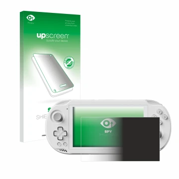 Vorderseite einer Produktverpackung mit dem Markenlogo upscreen. Daneben ist das Gerät AYN Odin 2 Mini mit dem zugehörigen Dis