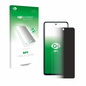 Vorderseite einer Produktverpackung mit dem Markenlogo upscreen. Daneben ist das Gerät Motorola Moto G75 mit dem zugehörigen D