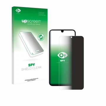 Vorderseite einer Produktverpackung mit dem Markenlogo upscreen. Daneben ist das Gerät Samsung Galaxy A16 4G mit dem zugehörig