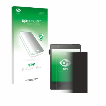 Vorderseite einer Produktverpackung mit dem Markenlogo upscreen. Daneben ist das Gerät Light Phone 3 mit dem zugehörigen Displ
