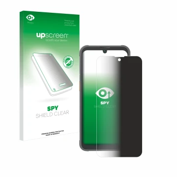 Vorderseite einer Produktverpackung mit dem Markenlogo upscreen. Daneben ist das Gerät Blackview BV5200 Pro mit dem zugehörige