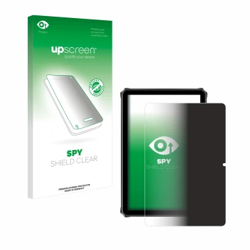 Vorderseite einer Produktverpackung mit dem Markenlogo upscreen. Daneben ist das Gerät Oukitel RT9 mit dem zugehörigen Display