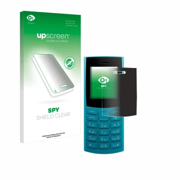 Vorderseite einer Produktverpackung mit dem Markenlogo upscreen. Daneben ist das Gerät Nokia 105 4G 2nd Edition mit dem zugehö