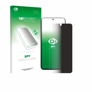 Vorderseite einer Produktverpackung mit dem Markenlogo upscreen. Daneben ist das Gerät Samsung Galaxy S25 Enterprise Edition m