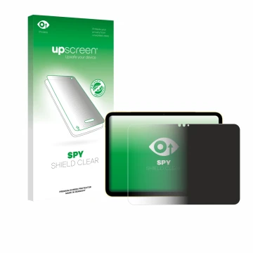 Vorderseite einer Produktverpackung mit dem Markenlogo upscreen. Daneben ist das Gerät Apple iPad Air 11