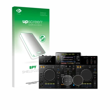 Vorderseite einer Produktverpackung mit dem Markenlogo upscreen. Daneben ist das Gerät Pioneer XDJ -RR (Jog) mit dem zugehörig