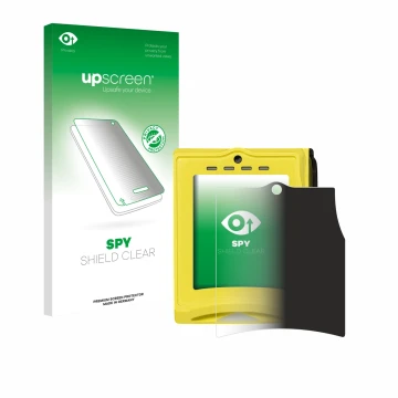 Vorderseite einer Produktverpackung mit dem Markenlogo upscreen. Daneben ist das Gerät Nayax VPOS TOUCH mit dem zugehörigen Di