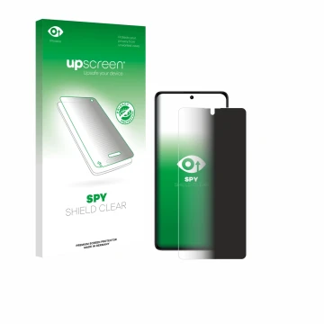 Vorderseite einer Produktverpackung mit dem Markenlogo upscreen. Daneben ist das Gerät Xiaomi Poco M6 Pro 4G mit dem zugehörig