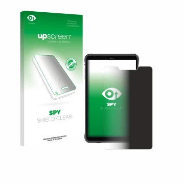 Vorderseite einer Produktverpackung mit dem Markenlogo upscreen. Daneben ist das Gerät Ulefone Armor Pad Pro mit dem zugehörig