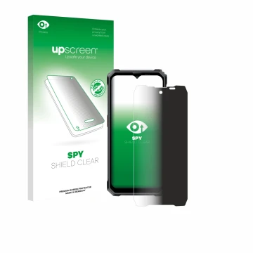 Vorderseite einer Produktverpackung mit dem Markenlogo upscreen. Daneben ist das Gerät Blackview BL7000 mit dem zugehörigen Di