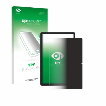Vorderseite einer Produktverpackung mit dem Markenlogo upscreen. Daneben ist das Gerät Doogee Tab E3 Pro 13 mit dem zugehörige