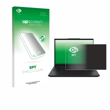 Vorderseite einer Produktverpackung mit dem Markenlogo upscreen. Daneben ist das Gerät Lenovo ThinkPad L14 Gen 6 mit dem zugeh