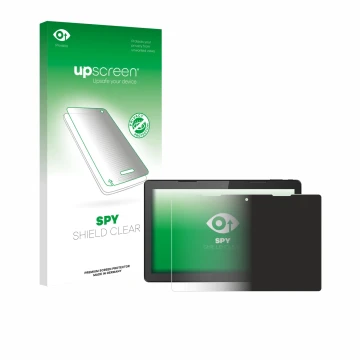 Vorderseite einer Produktverpackung mit dem Markenlogo upscreen. Daneben ist das Gerät Hannspree Pad 13.3
