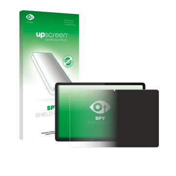 Vorderseite einer Produktverpackung mit dem Markenlogo upscreen. Daneben ist das Gerät Lenovo Tab K11e mit dem zugehörigen Dis