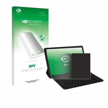 Vorderseite einer Produktverpackung mit dem Markenlogo upscreen. Daneben ist das Gerät Laptok LAPA7LBK 11