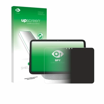 Vorderseite einer Produktverpackung mit dem Markenlogo upscreen. Daneben ist das Gerät Amazon Echo Show 11 2025 mit dem zugehö