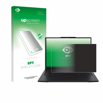 Vorderseite einer Produktverpackung mit dem Markenlogo upscreen. Daneben ist das Gerät Lenovo ThinkPad L13 Gen 6 mit dem zugeh