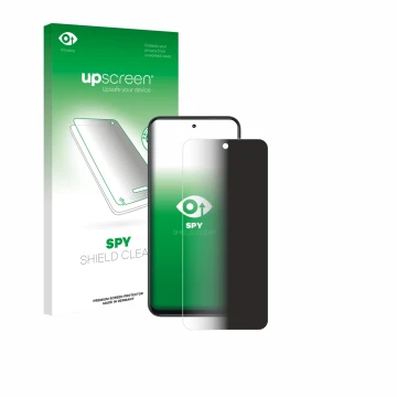 Vorderseite einer Produktverpackung mit dem Markenlogo upscreen. Daneben ist das Gerät Infinix Smart 10 mit dem zugehörigen Di