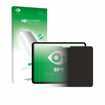 Vorderseite einer Produktverpackung mit dem Markenlogo upscreen. Daneben ist das Gerät Apple iPad Pro 13