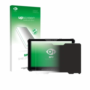Vorderseite einer Produktverpackung mit dem Markenlogo upscreen. Daneben ist das Gerät Dell Pro Rugged 12 RA02260 mit dem zuge