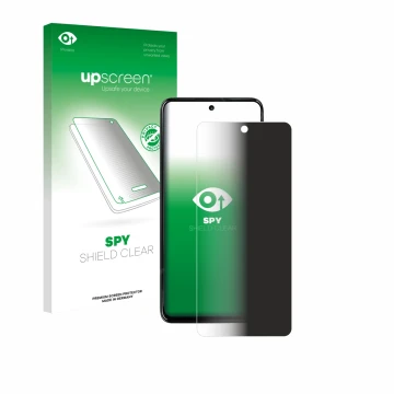 Vorderseite einer Produktverpackung mit dem Markenlogo upscreen. Daneben ist das Gerät Motorola Moto G67 Power mit dem zugehör