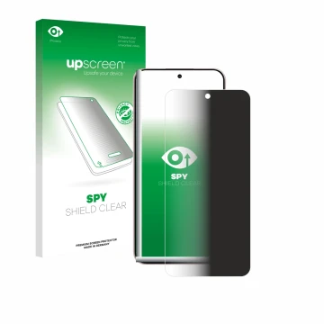 Vorderseite einer Produktverpackung mit dem Markenlogo upscreen. Daneben ist das Gerät Oppo Reno 14 mit dem zugehörigen Displa