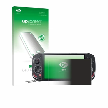 Vorderseite einer Produktverpackung mit dem Markenlogo upscreen. Daneben ist das Gerät Acer Nitro Blaze 7 mit dem zugehörigen 