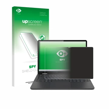 Vorderseite einer Produktverpackung mit dem Markenlogo upscreen. Daneben ist das Gerät Lenovo 13w Yoga Gen 2 mit dem zugehörig