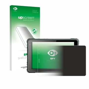 Vorderseite einer Produktverpackung mit dem Markenlogo upscreen. Daneben ist das Gerät Geshem MTK6877 mit dem zugehörigen Disp