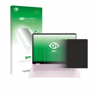 Vorderseite einer Produktverpackung mit dem Markenlogo upscreen. Daneben ist das Gerät HP OmniBook 5 Flip 14 14-fp0153ng mit d