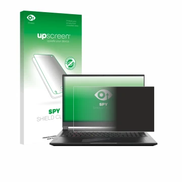 Vorderseite einer Produktverpackung mit dem Markenlogo upscreen. Daneben ist das Gerät Gigabyte AORUS 17 2024 mit dem zugehöri