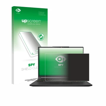 Vorderseite einer Produktverpackung mit dem Markenlogo upscreen. Daneben ist das Gerät MSI Stealth A16 AI+ mit dem zugehörigen