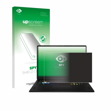 Vorderseite einer Produktverpackung mit dem Markenlogo upscreen. Daneben ist das Gerät MSI Vector A18 HX 2025 mit dem zugehöri