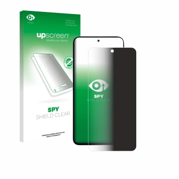 Vorderseite einer Produktverpackung mit dem Markenlogo upscreen. Daneben ist das Gerät Xiaomi Poco M7 Plus mit dem zugehörigen