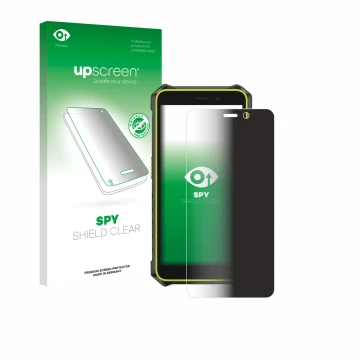 Vorderseite einer Produktverpackung mit dem Markenlogo upscreen. Daneben ist das Gerät Ulefone RugKing 2 Pro mit dem zugehörig