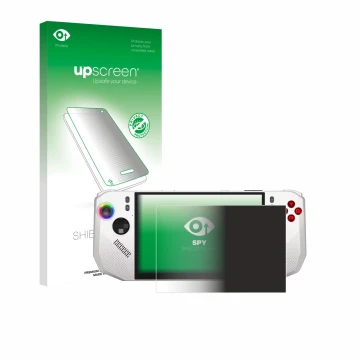 Vorderseite einer Produktverpackung mit dem Markenlogo upscreen. Daneben ist das Gerät MSI Claw A8 BZ2EM mit dem zugehörigen D