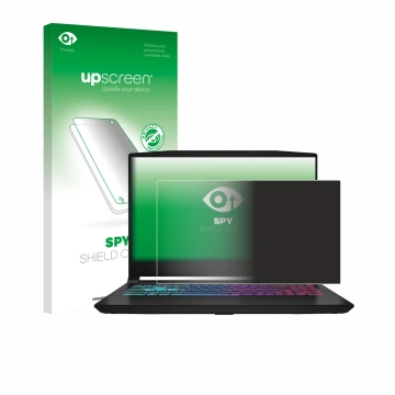 Vorderseite einer Produktverpackung mit dem Markenlogo upscreen. Daneben ist das Gerät MSI Katana 15 HX B14 mit dem zugehörige