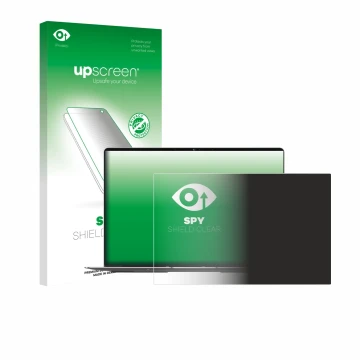 Vorderseite einer Produktverpackung mit dem Markenlogo upscreen. Daneben ist das Gerät Geekom GeekBook X14 Pro mit dem zugehör